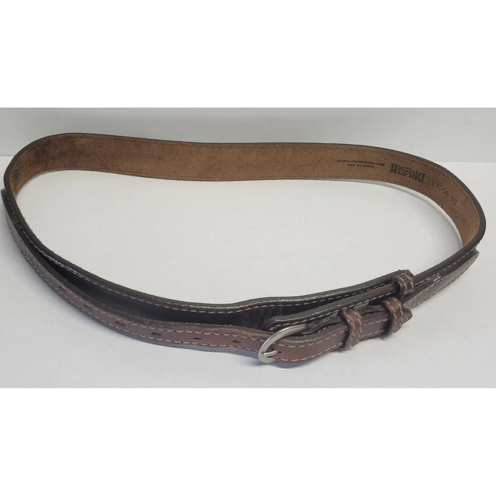 Duluth Trading‎ Co Brown Leather Double Stitched Belt Mens 34 Made in USA 90013